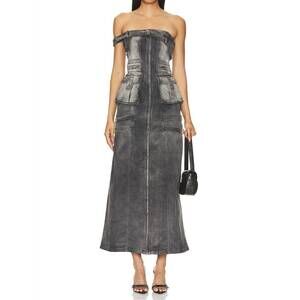 NEW MARRKNULL cargo denim dress in black grey